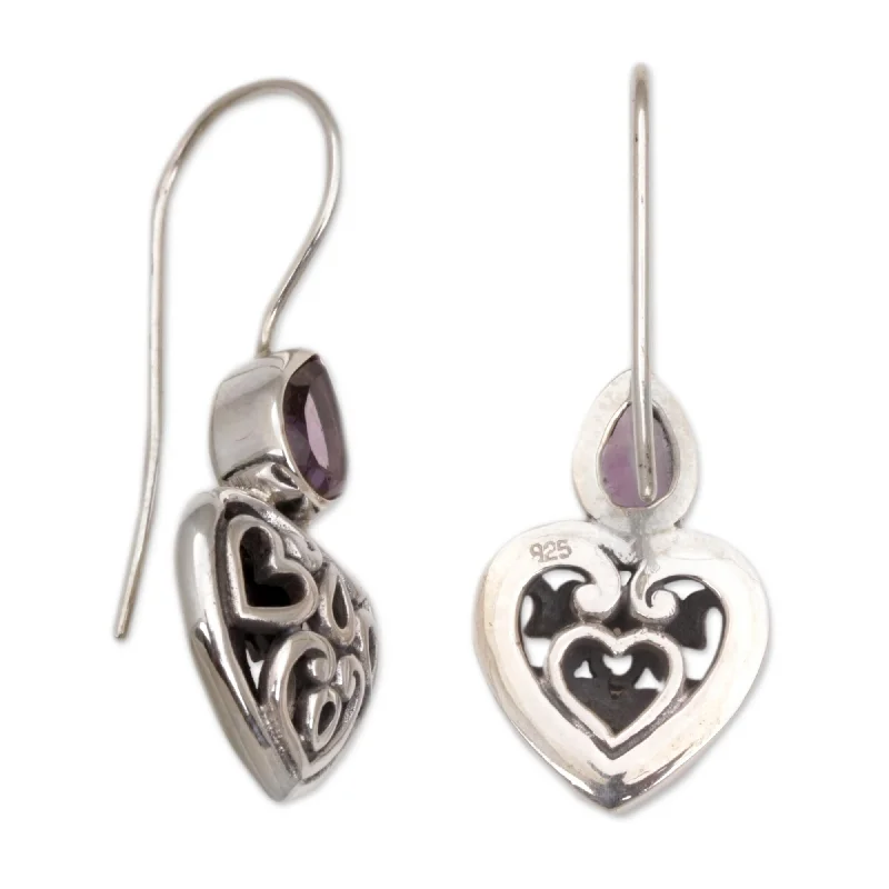 Satin gold earrings-NOVICA Sterling Silver Dangle Earrings, 'Heart'S Desire' (Indonesia) - 1*0.4