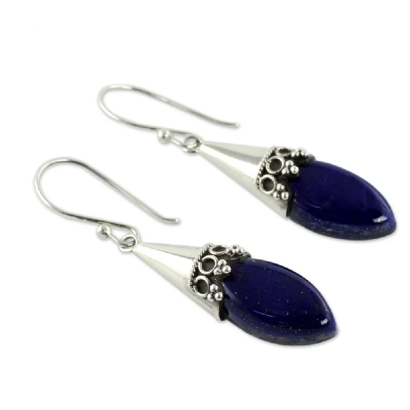 Full sapphire earrings-NOVICA Sterling Silver Regal Lapis Lazuli Dangling Earrings (India)