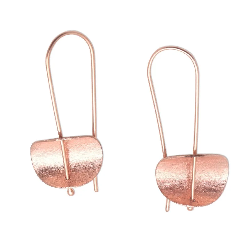 Stout hoop earrings-NOVICA Urban Minimalism, Rose gold plated sterling silver drop earrings - 1.3*0.8