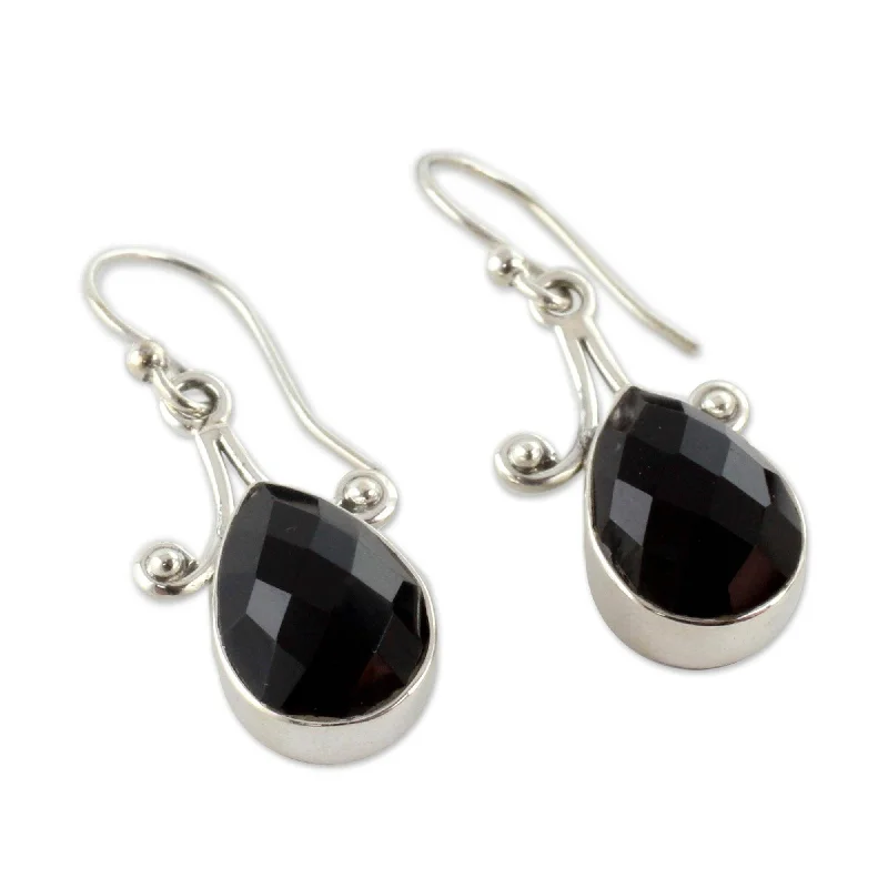 Assorted gem earrings-Onyx Dangle Earrings, Himalaya Muse (India)