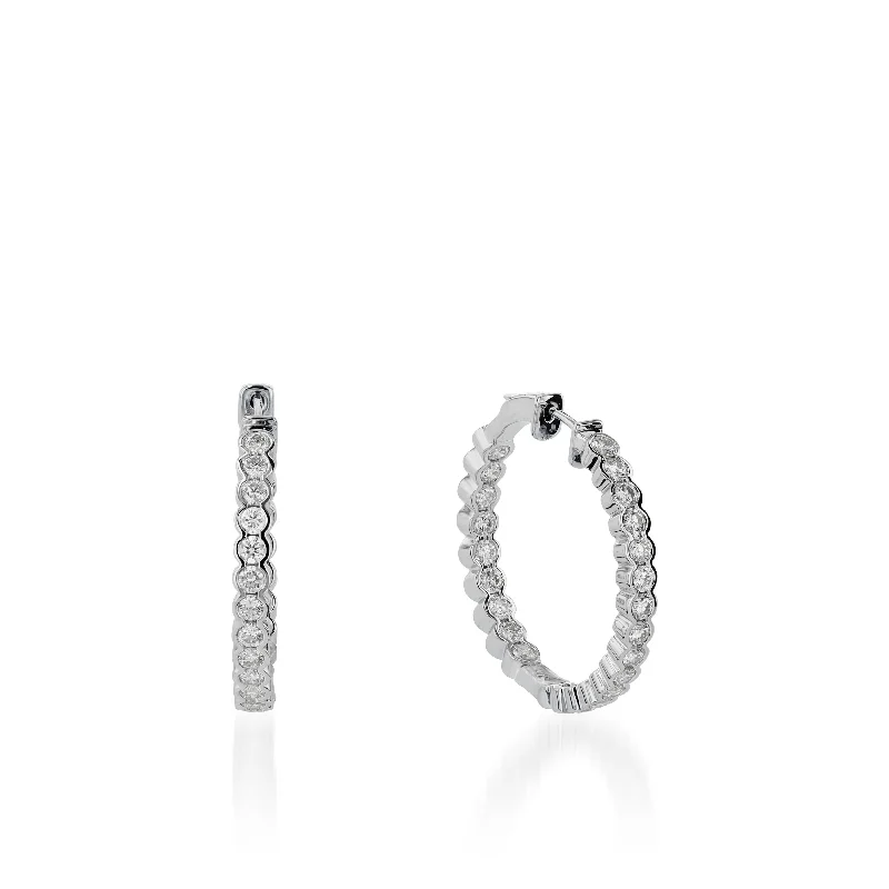 Speckled stone earrings-Paloma Inside-Out Diamond Hoops