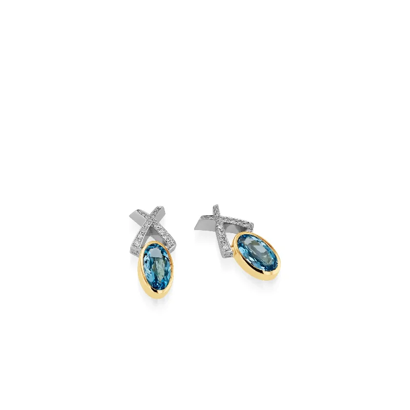 Icy aquamarine earrings-Paris X/O Gemstone Earrings