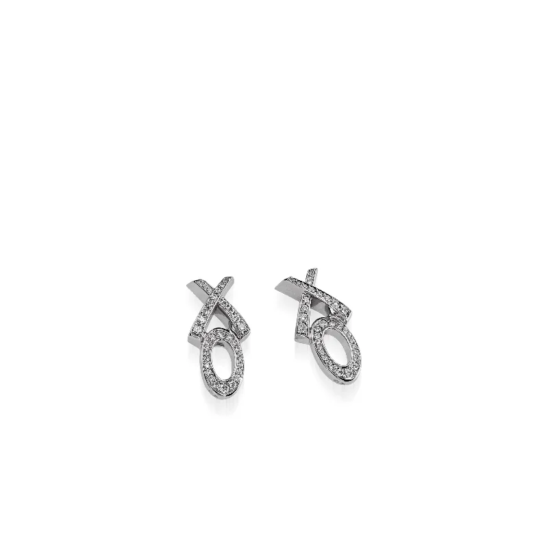 Faint silver earrings-Paris X/O Pave Earrings