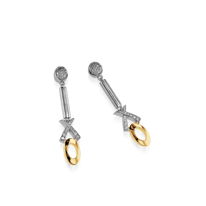 Parted-tier earrings-Paris X/O Diamond Dangle Earrings