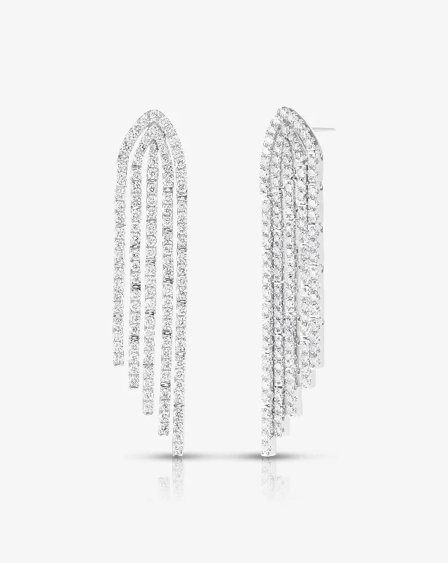 Knotted cord earrings-Pavé Waterfall Earrings