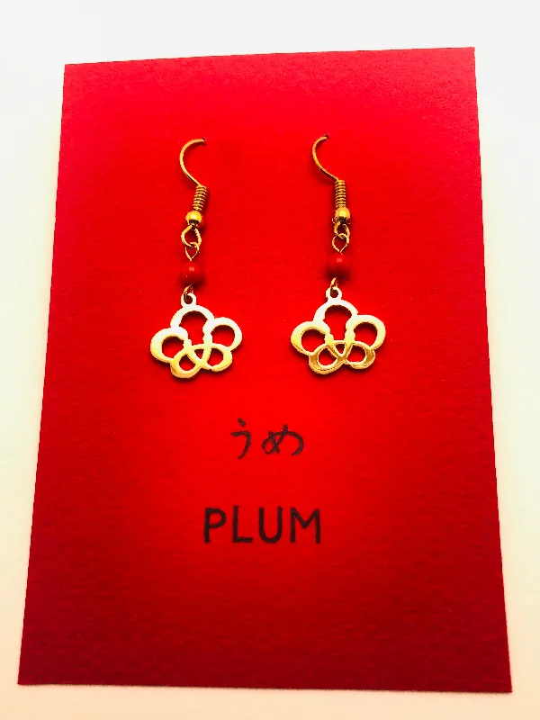 Slack coil earrings-Plum in Hiragana Earrings