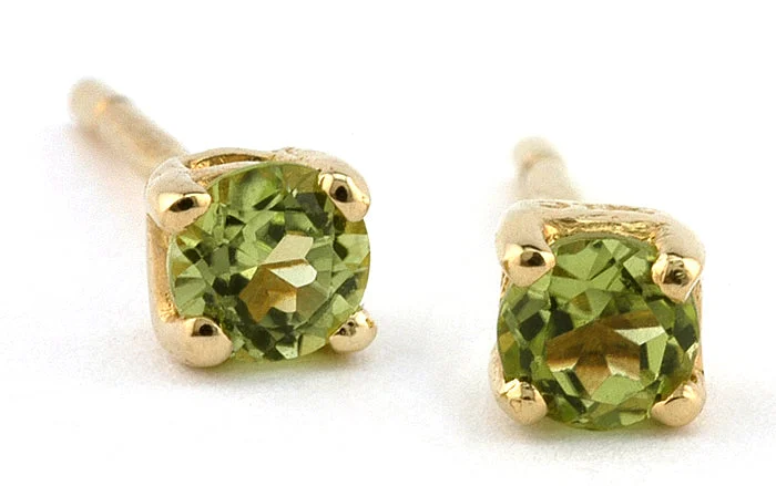 Deep emerald earrings-Round 3mm Peridot Stud Earrings