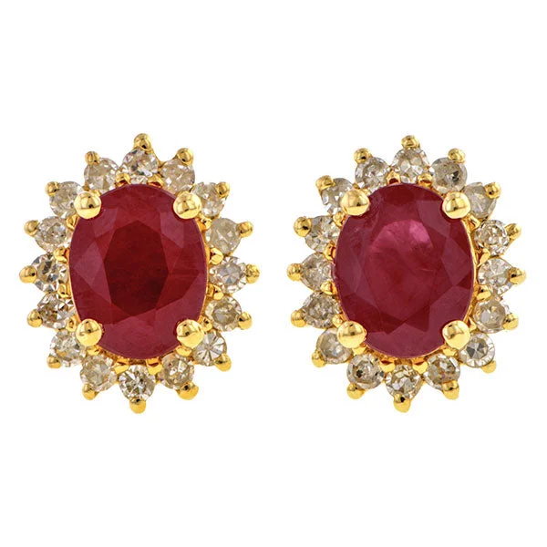 Glowing iolite earrings-Ruby & Diamond Frame Earrings