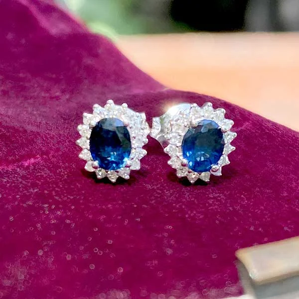 Winding twist earrings-Sapphire & Diamond Frame Earrings