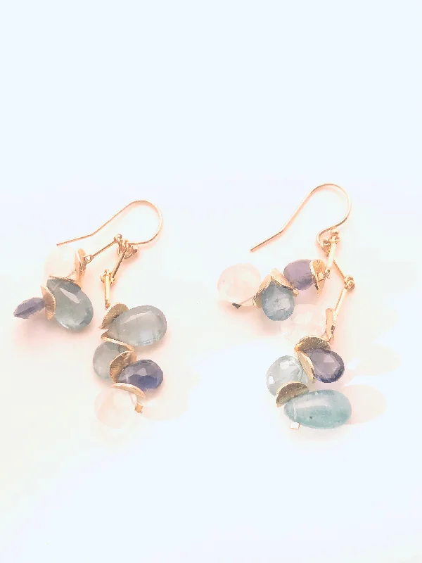 Thin diamond earrings-Signature Sunset Earrings, Topaz, Lilac Amethyst, Aqua Apatite