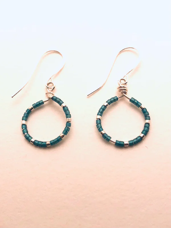 Glossy obsidian earrings-Silver Sea Hoop Earrings