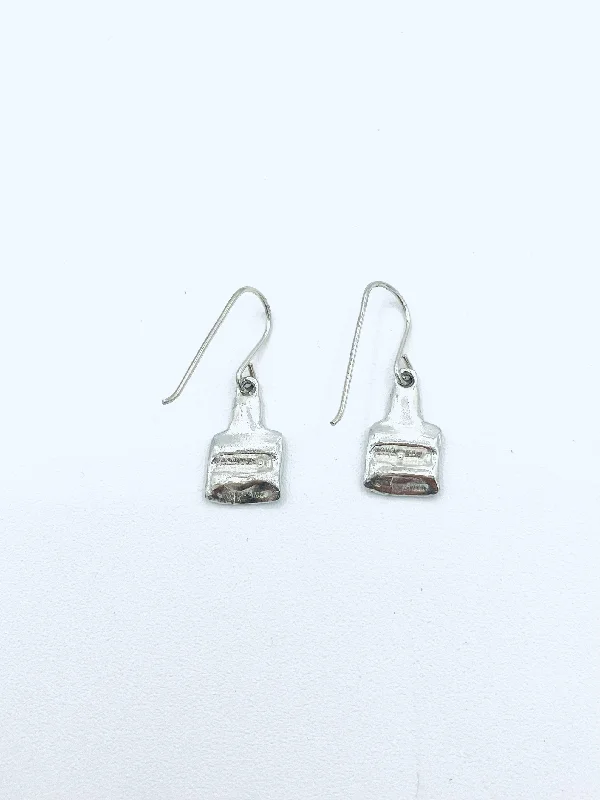 Dimpled earrings-Smallest Square Sterling Earrings