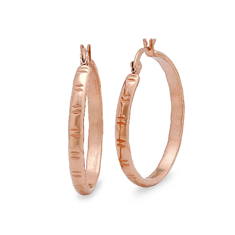 Bloom-bud earrings-Stainless Steel Women's Rose Gold Hoop Earrings