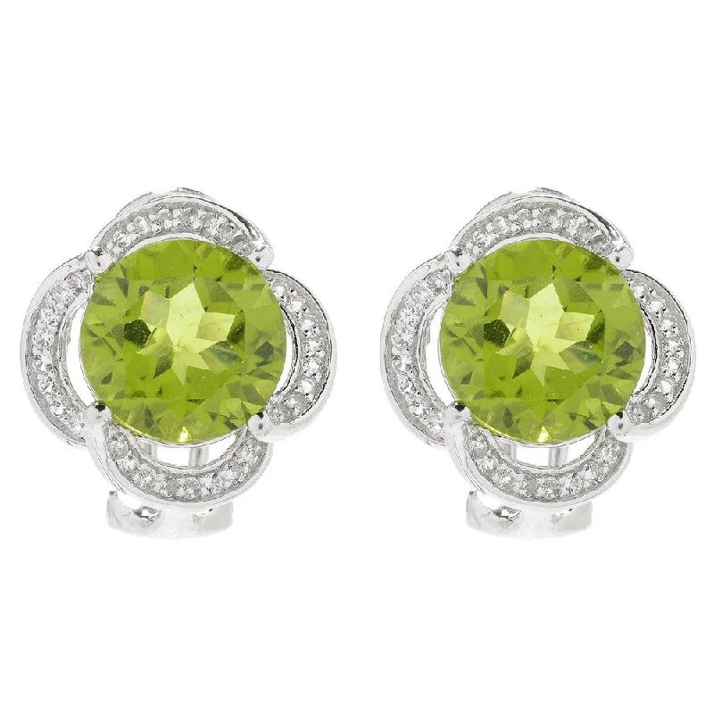 Winding twist earrings-Sterling Silver 6ctw Peridot & White Topaz Earrings - Green