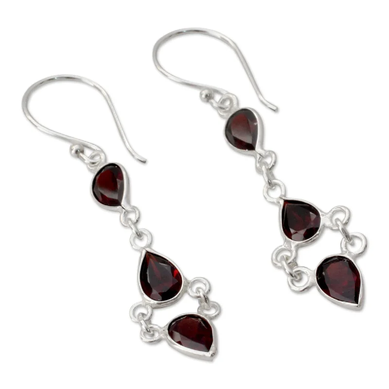 Deep labradorite earrings-Sterling Silver 'Mystic Wonder' Garnet Earrings - Red