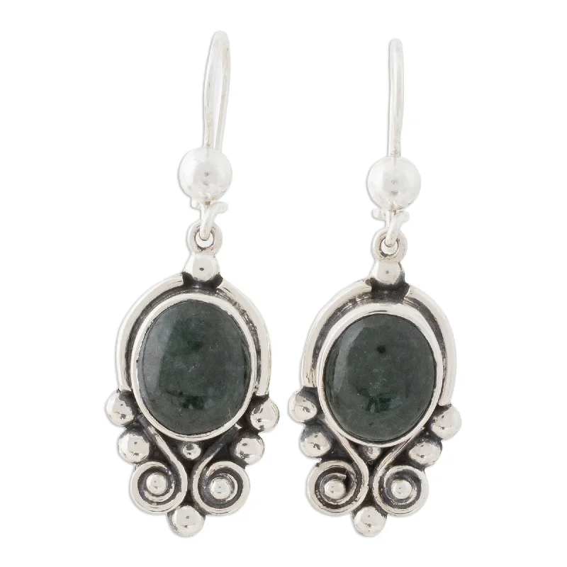 Floating diamond earrings-Sterling Silver Praise Love Jade Earrings (Guatemala)