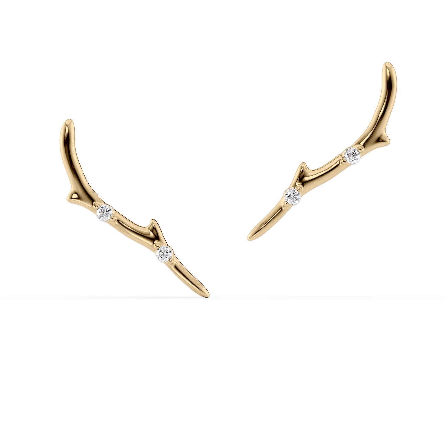 Grooved rim earrings-Twig Climbers