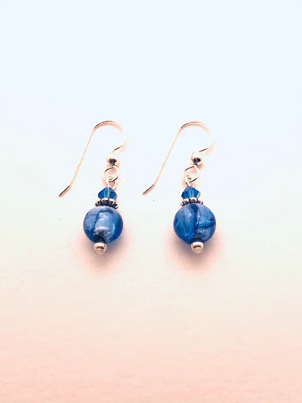 Deep emerald earrings-Venetian Glass Earrings Blue