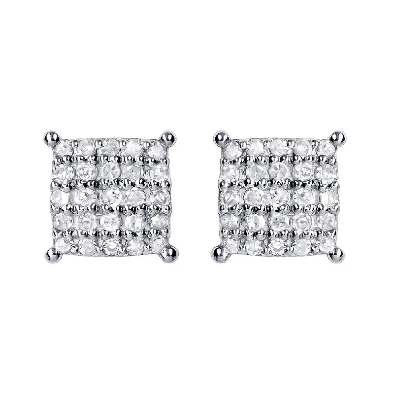 Sharp stone earrings-Viducci 10k White Gold Genuine 1/4ct Diamond Cluster Stud Earrings