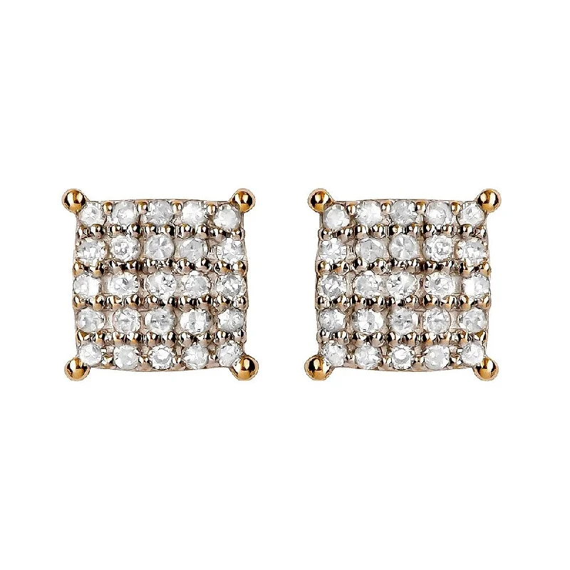 Glowing minimalist earrings-Viducci 10k Yellow Gold Genuine 1/4ct Diamond Cluster Stud Earrings