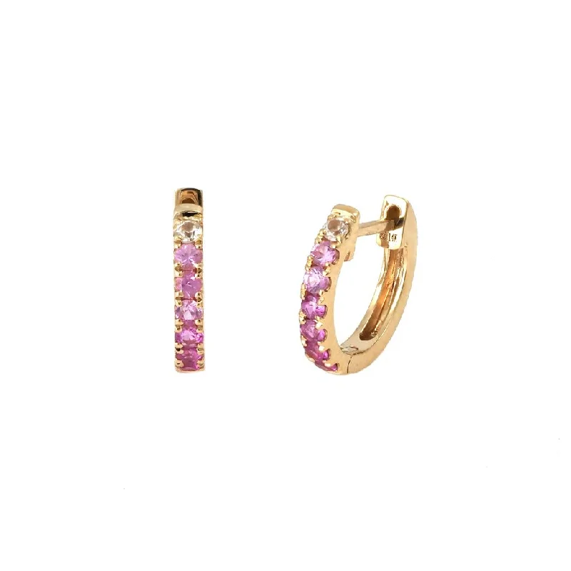 Light weave earrings-Ombre Pink Sapphire Huggies